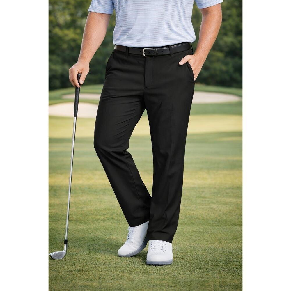Greg Norman Mens Black Golf Pants Performance‎ Stretch Flat Front Size 40x32